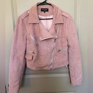 Kittenish Blush Pink Leather Jacket